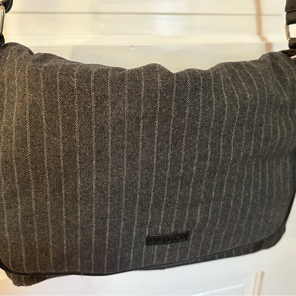 Bodhi flannel pinstriped computer/ oversized shoulder bag.